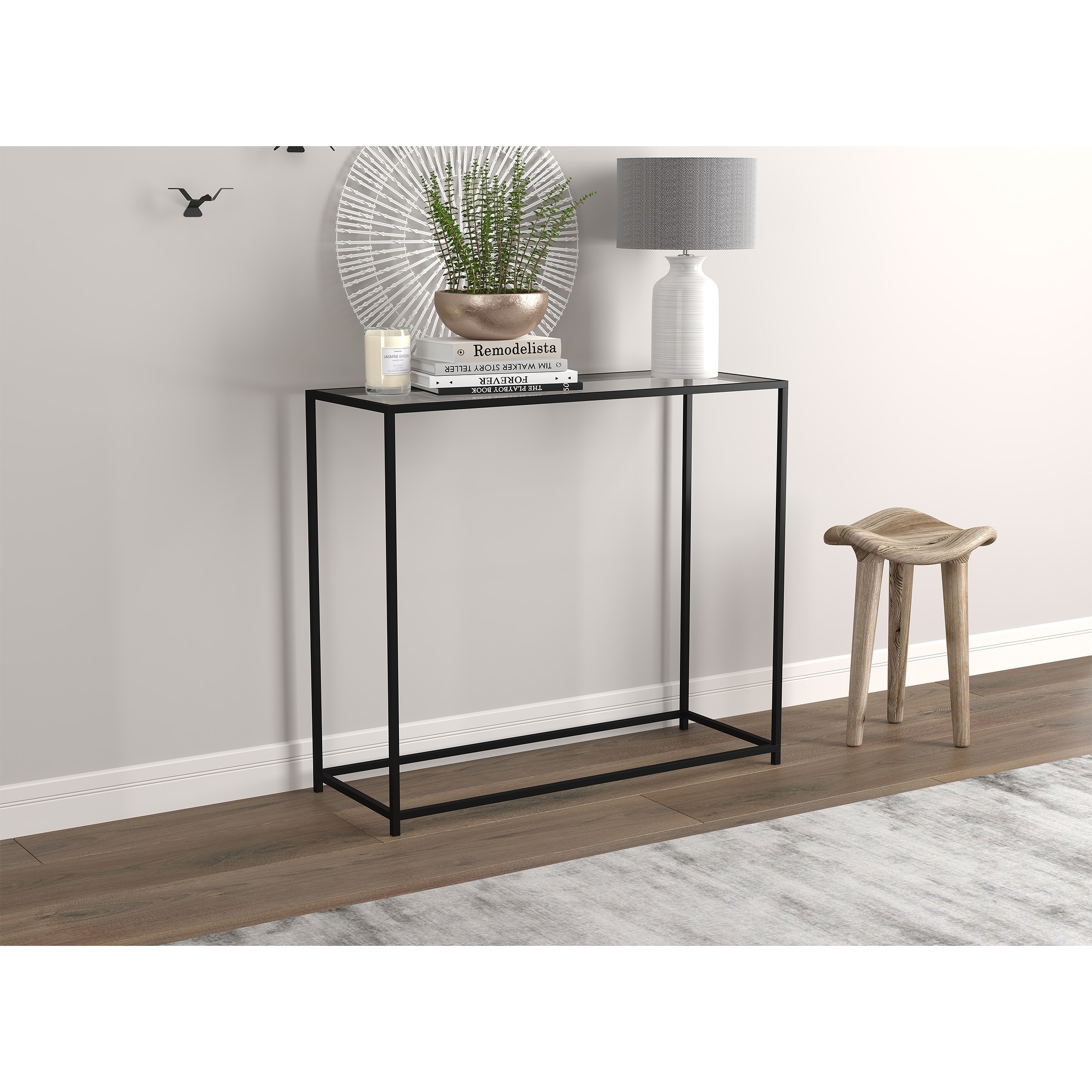 Console Table 31l Glass Black Metal 31 X 12 X 28 Overstock 32411347