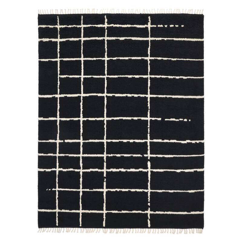 Overton Handmade Boho Moroccan Area Rug - 8'x10' - Black
