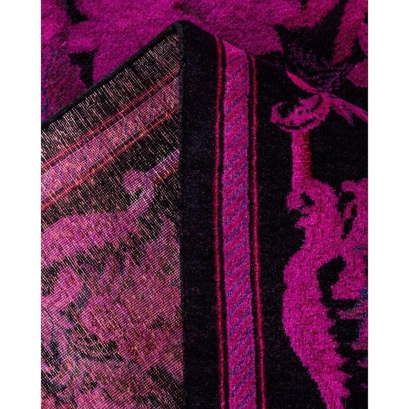 Overton Hand Knotted Wool Vintage Inspired Modern Contemporary Overdyed Pink Area Rug - 6' 2" x 9' 1"
