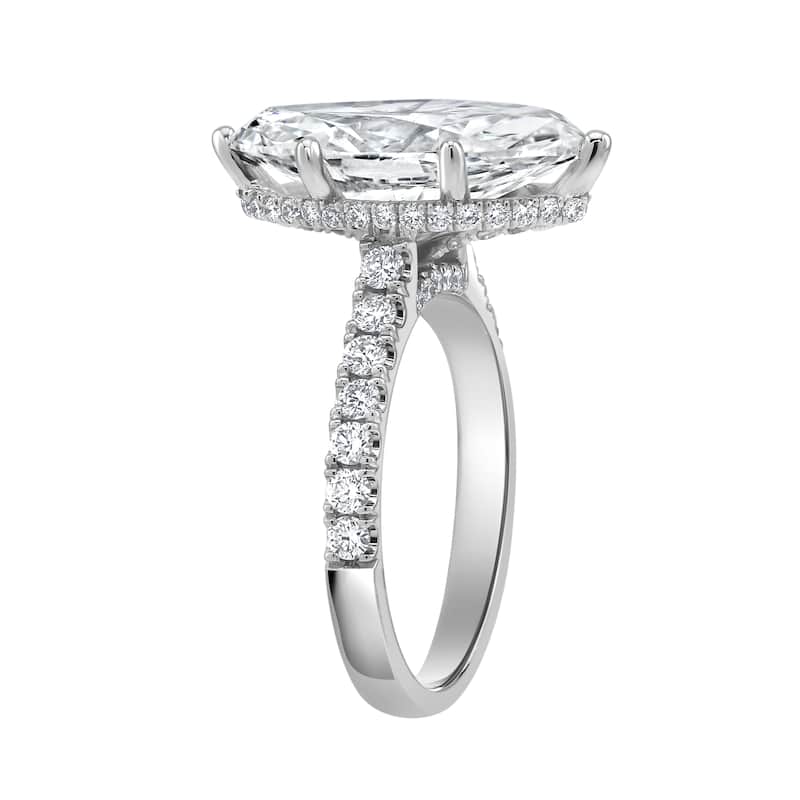 Auriya 14k Gold 5 3/5ctw Lab grown Marquise Hidden Halo Diamond Engagement Ring (F-G VS)