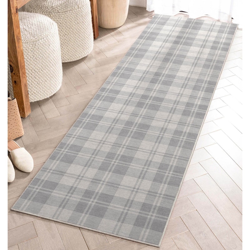 Well Woven Apollo Plaid Farmhouse Geometric FlatWeave Rug