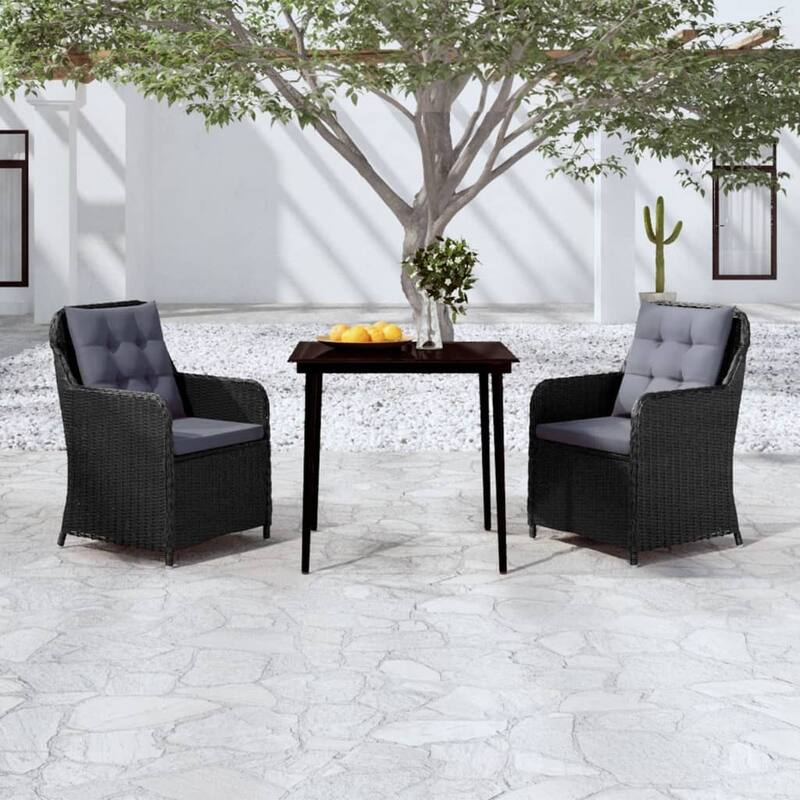 vidaXL 3/5/7 Piece Patio Dining Set - Black 31.5" x 31.5" x 29.1" 3-Piece