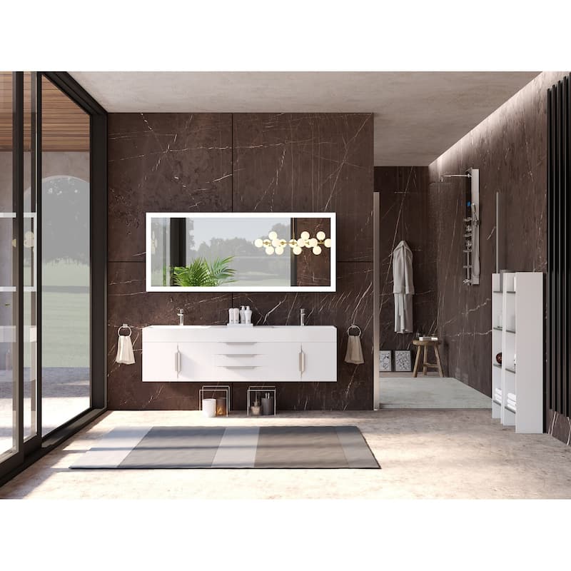 Amazon 72" Wall Mounted Bathroom Vanity Set w/ White Top