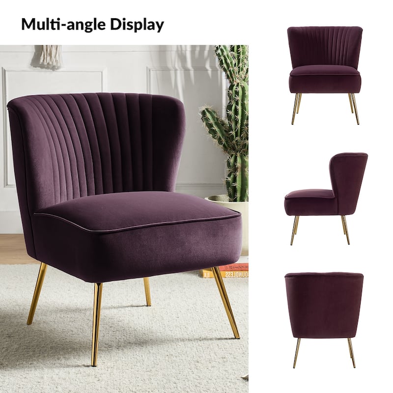 Monica 22''W Upholstered Modern Tufted Accent Side Chair with Gold Legs by HULALA HOME