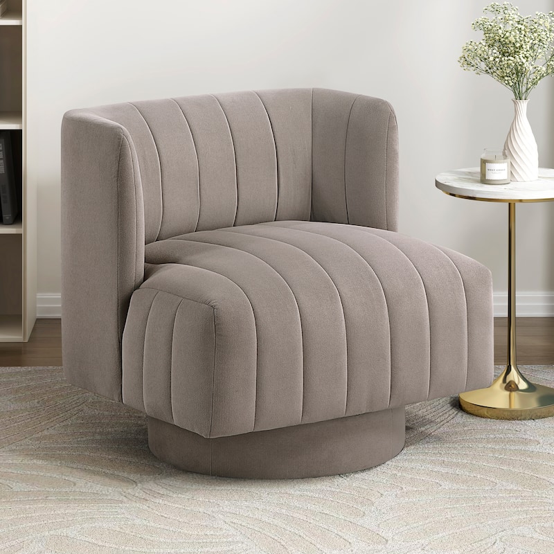 Bay 27.5" Textured Swivel Chair - Channel Tufted Barrel Back