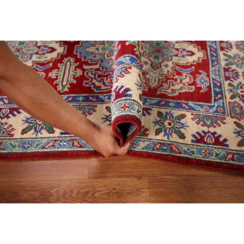 Kazak Foyer Rug Hand-Knotted Traditional Red Wool Carpet - 3'2" x 5'3"