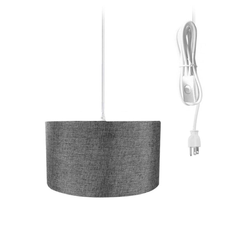 1-Light Plug-In Swag Pendant Ceiling Light Granite Grey Shade, 16" Wide - Granite Grey