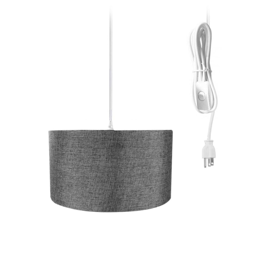 1-Light Plug-In Swag Pendant Ceiling Light Granite Grey Shade, 16" Wide