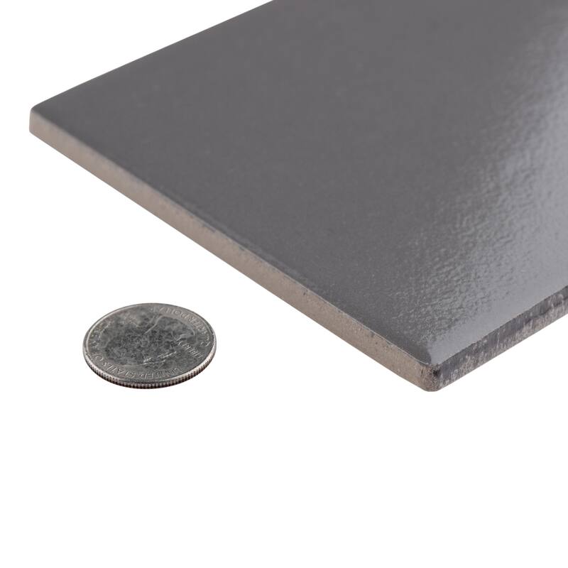 Merola Tile BioTech Piscina Brick Dark Grey Glossy 4-3/4" x 9-5/8" Porcelain Floor and Wall Tile