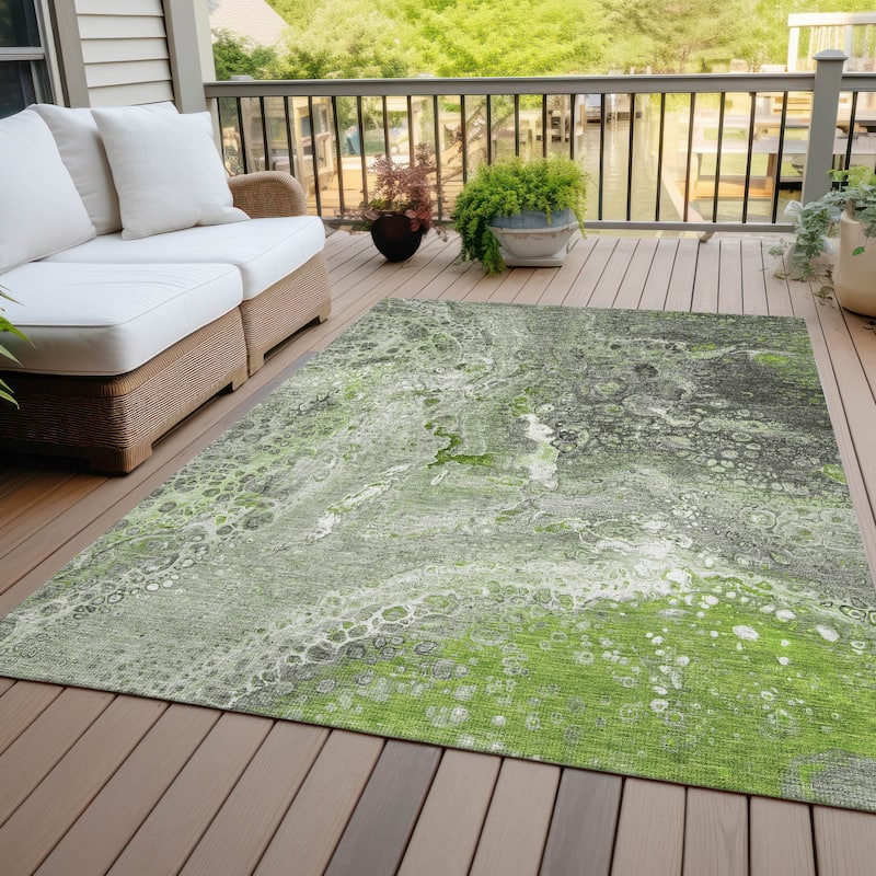 Machine Washable Indoor/ Outdoor Chantille Modern Abstract Rug