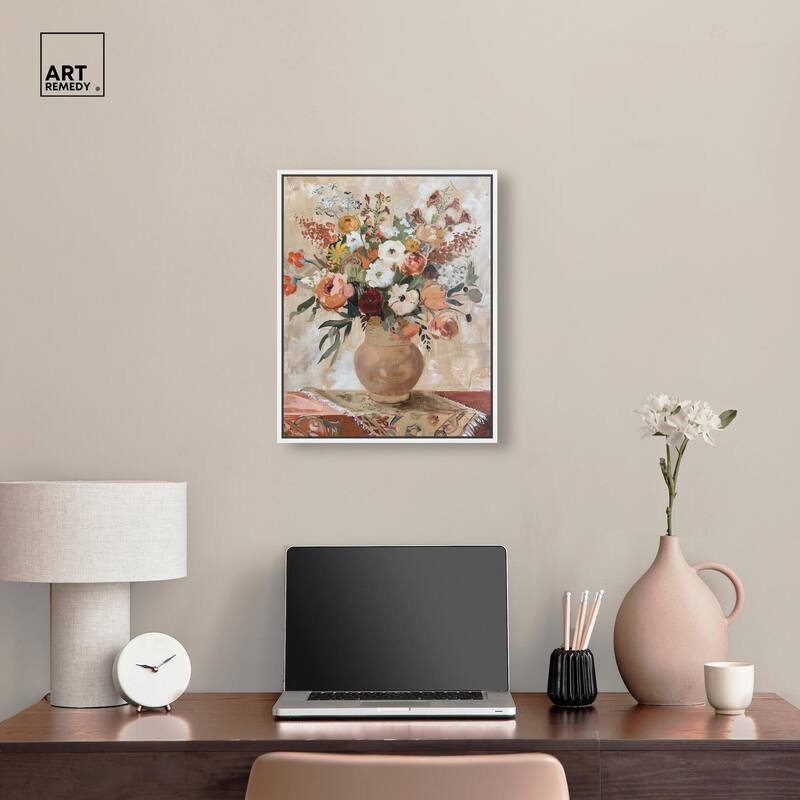 Clay Vase and Flowers Canvas by Art Remedy
