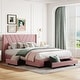 preview thumbnail 22 of 26, Nestfair Queen Size Linen Upholstered Platform Bed with 3 Drawers Pink - Queen