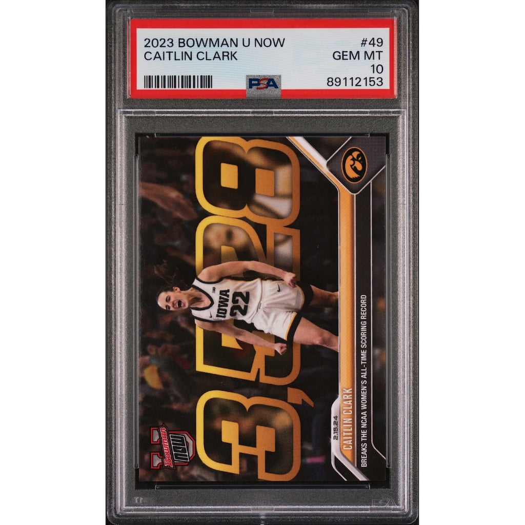 Caitlin Clark 2023 Bowman U Now Breaks Scoring Record Rookie Card #49 PSA 10 - 8'6" x 11'6"