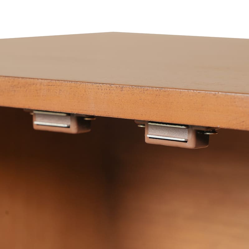 Vintage Sideboard Buffet Cabinet, 34.2" H 4-Door Storage Cabinet with Metal Handles, Brown Finish for Dining Room or Living Room