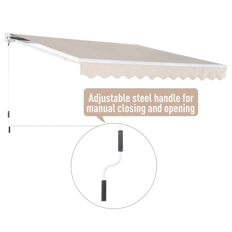 Outsunny 13' x 8' Manual Retractable Sun Shade Patio Awning with Durable Design & Adjustable Length Canopy