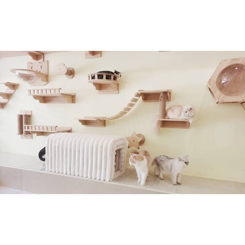 Beige Corduroy Storage Bench with Rabbit Plush Cushion Arch Hollow Design Multi Functional Seat - 33" x 16.93" x 16.53"