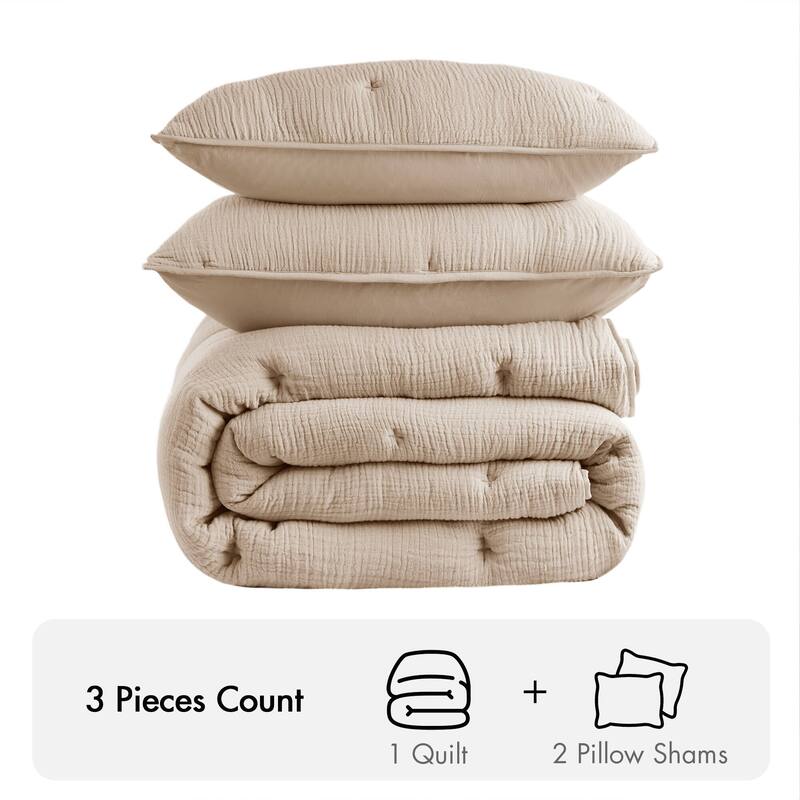 Harbor House Breeze Cotton Gauze Embroidered Quilt Set