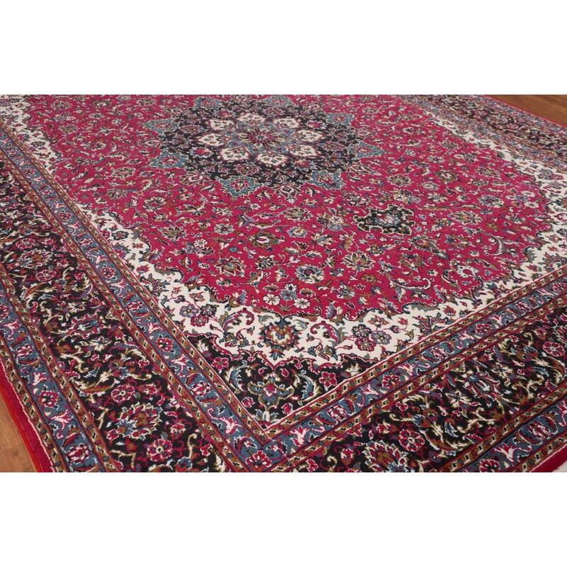 Floral Rose Kashan Turkish Area Rug Machine Made Carpet - 9'8" x 12'10"