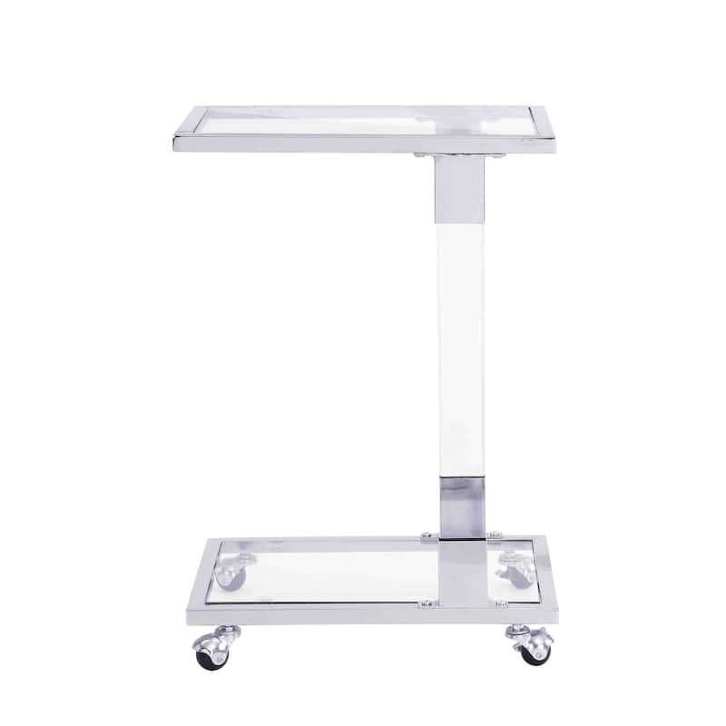 Chrome Glass Side Table, Acrylic End Table, Glass Top C Shape Square ...