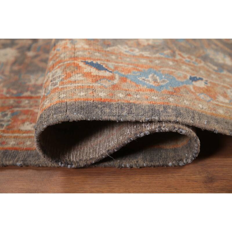 Hand Knotted Oriental 100% Wool Carpet Traditional All-Over Greys & Charcoal Mahal Runner Rug - 10' 2'' X 3' 7''