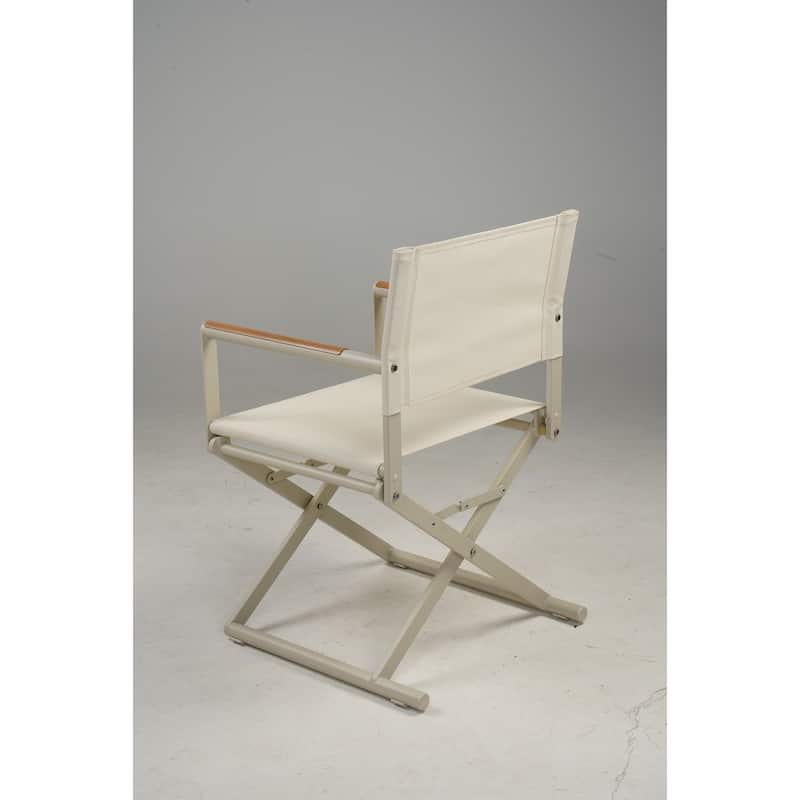Folding 2-Pack Directors Chairs, Sling and Woodgrain Armrests, Black