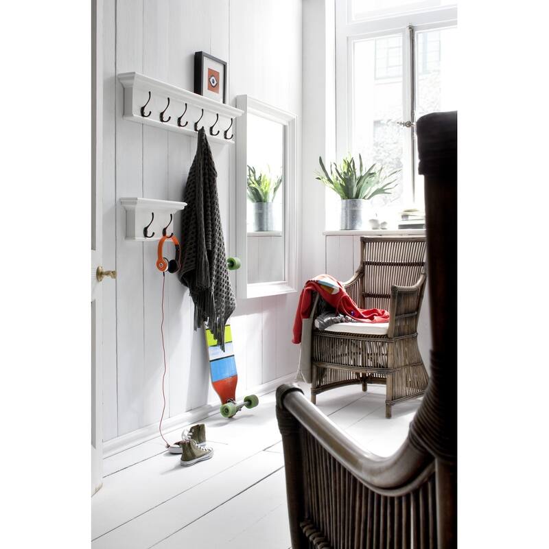 HomeRoots 28" White Rectangle Wall Mounted Full Length Hanging Mirror - 47.24