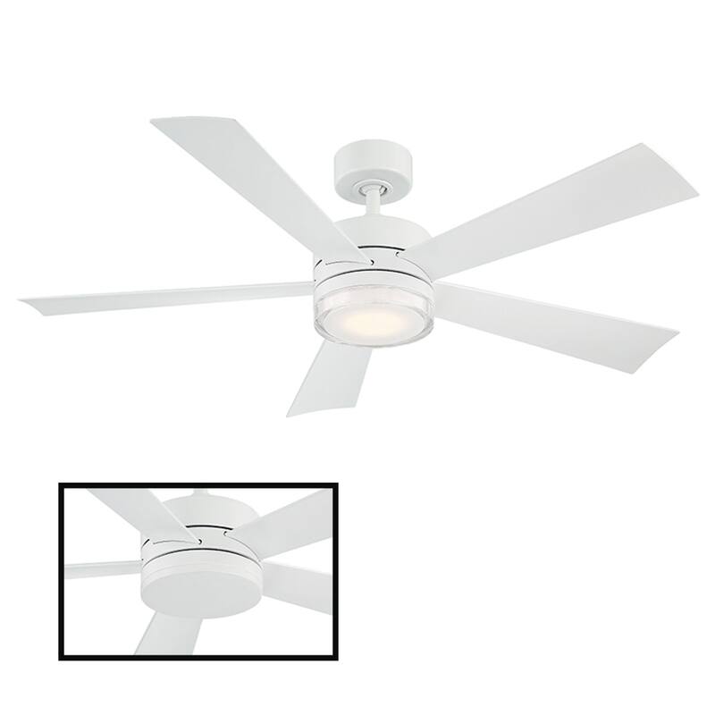 Wynd 52 Inch Five Blade Indoor / Outdoor Smart Ceiling Fan with Six Speed DC Motor and LED Light. - Matte White
