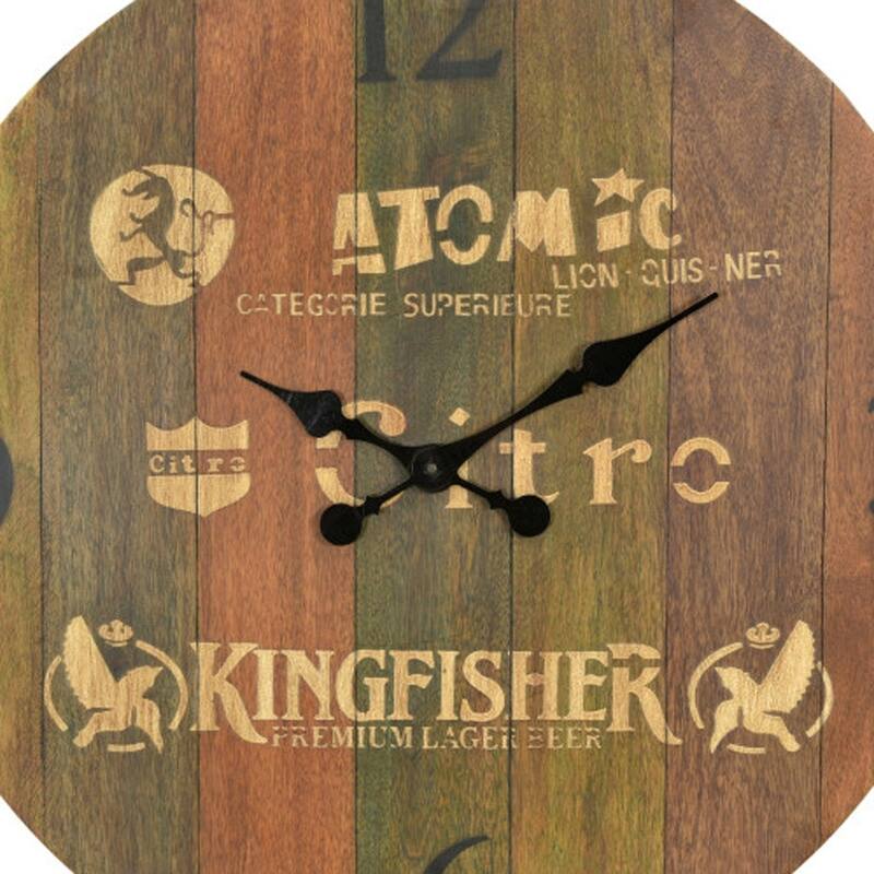HomeRoots 24" Brown Solid Wood Silent Analog Round Wall Clock - 24' X '24' X '2