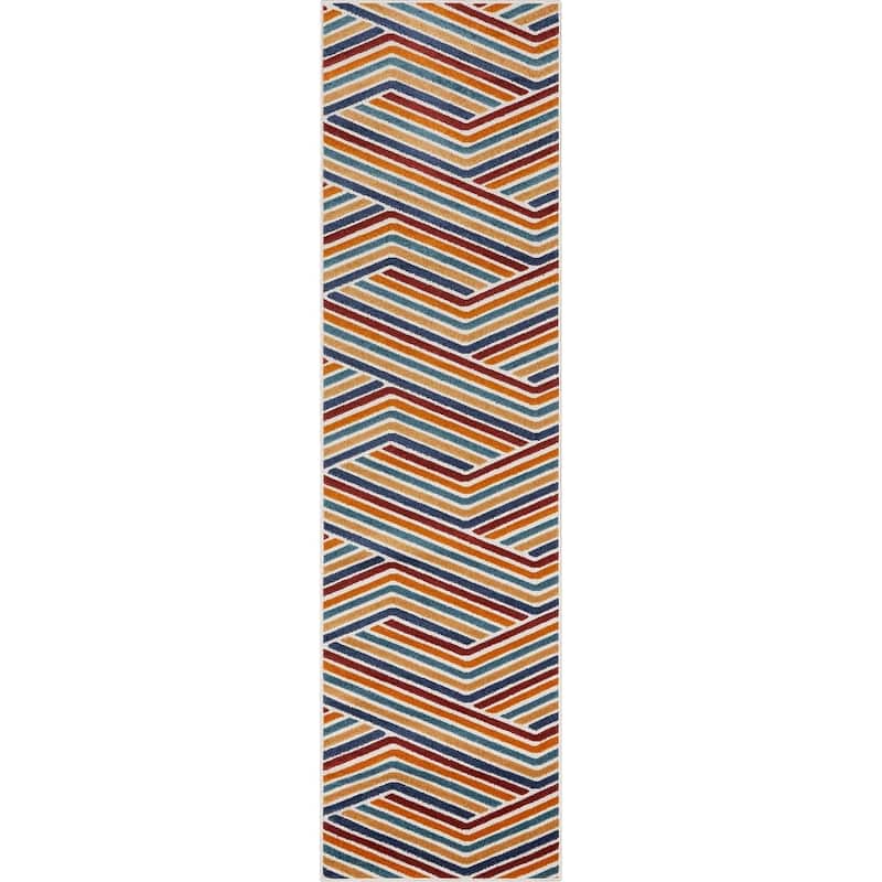 Well Woven Dorado Neema Modern Indoor Outdoor Geometric Area Rug - 2'7" x 9'10" Runner - Terracotta