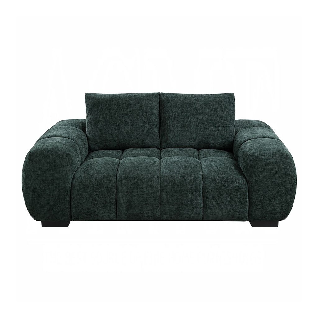 Upholstered Loveseat with Loose Cushion Back in Green