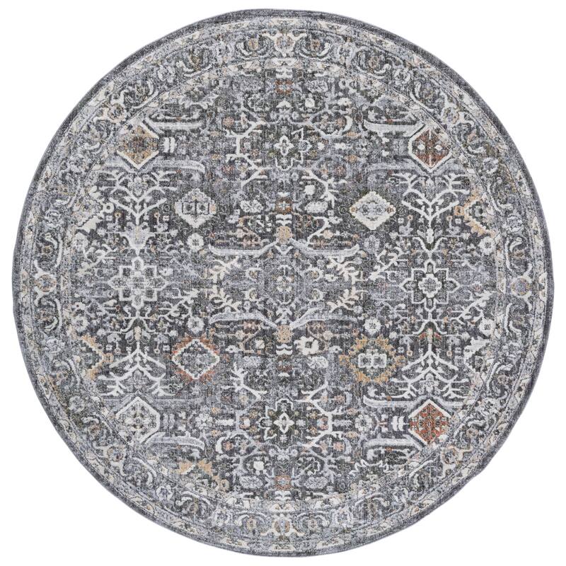 SAFAVIEH Scarlett Jordana Transitional Rug - 6'7" Round - Grey/Ivory Rust