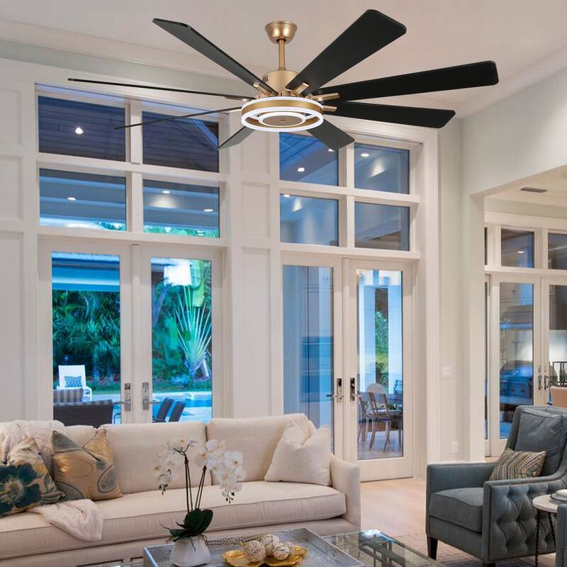 Bella Depot 72" Modern Large Ceiling Fan 6-speed Reversible with Dimmable Light and Remote for Family Room