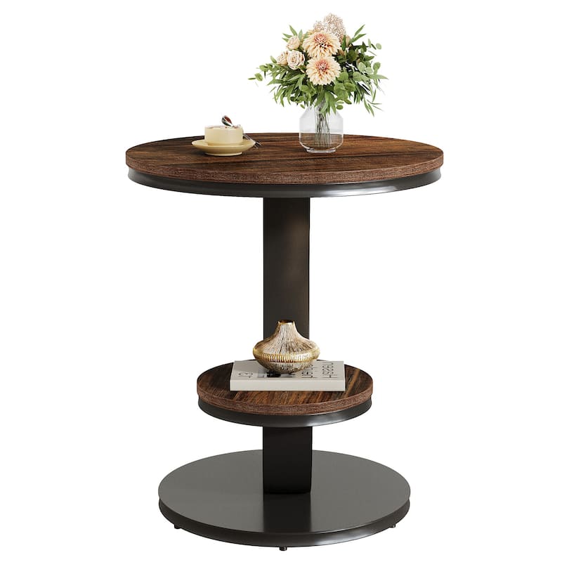 Round End Table, Frame for Small Spaces, Easy to Assemble