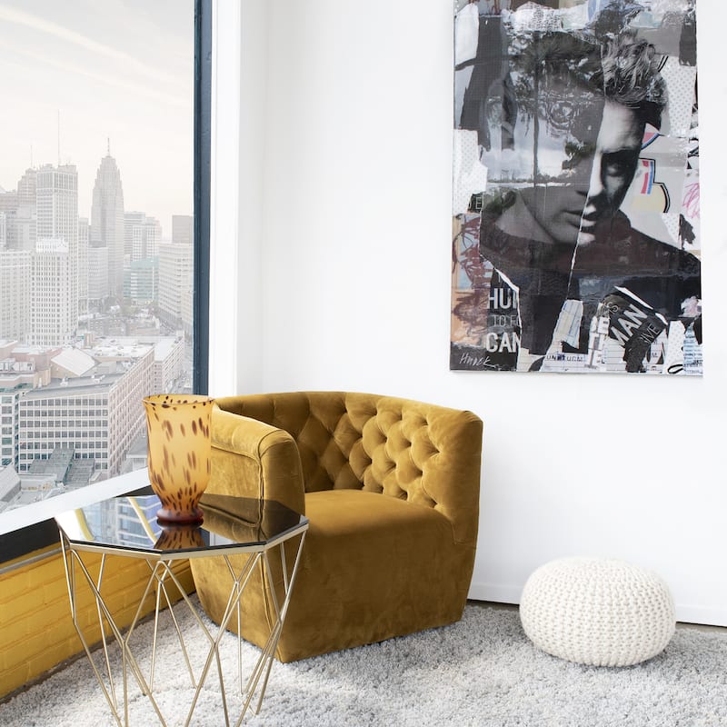 Luxor Mid-Century Modern Furniture Comfy Velvet Swivel Accent Chair
