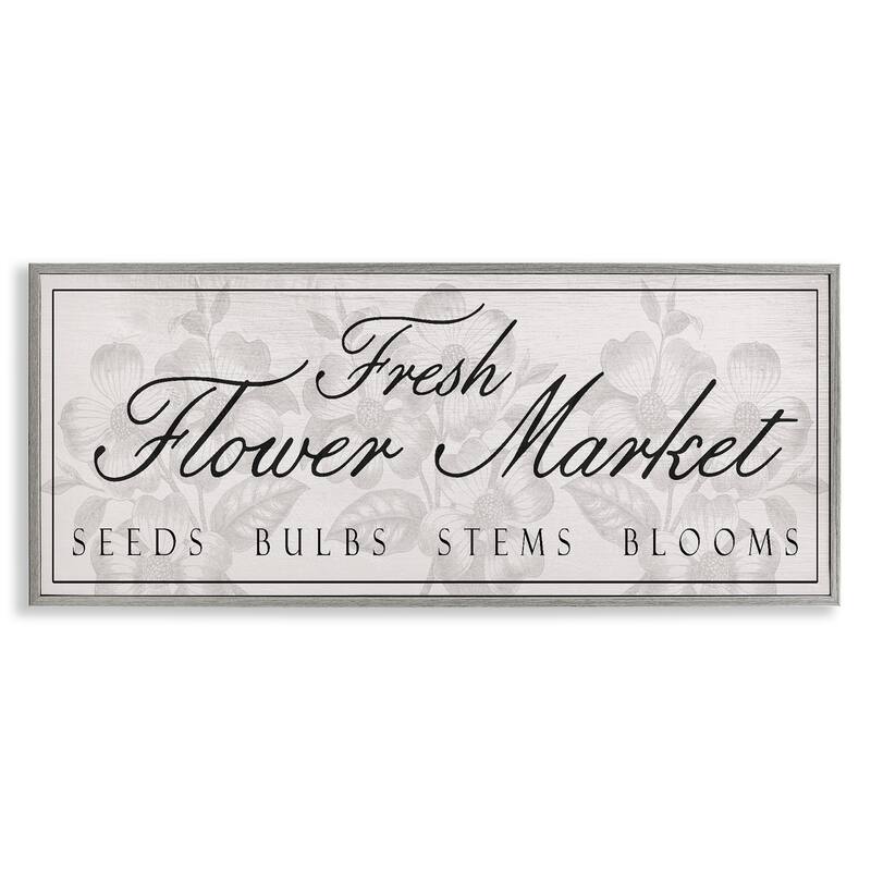 Stupell Vintage Fresh Flower Market Framed Giclee Art Design By Lil' Rue - 24 x 10 - Grey