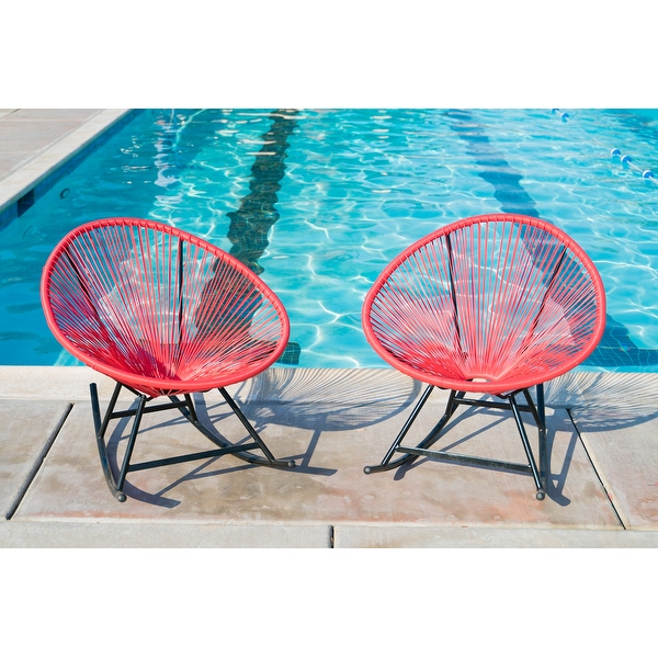 Steel rocking rattan chair top
