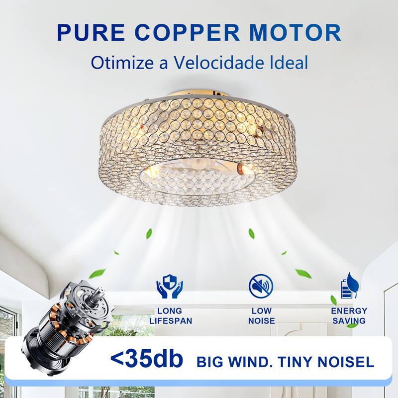19.6" Crystal Ceiling Fans with Remote