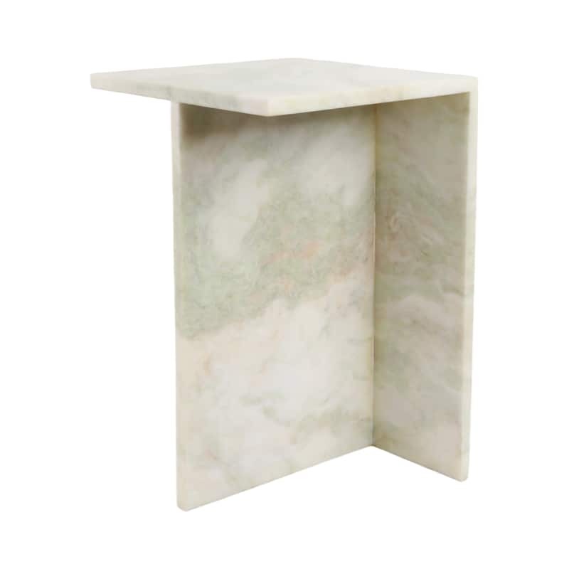 Stone Marble Accent Table Sculptural Geometric Base and Sleek Design