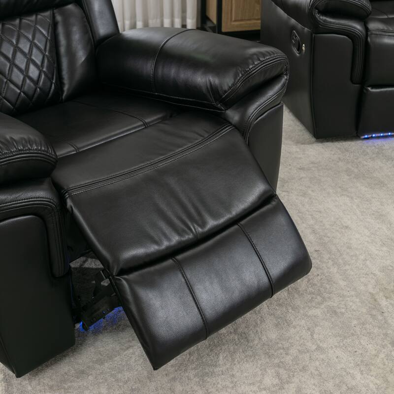 Home Theater Seating Manual Recliner Chair with LED Light Strip for Living Room,Bedroom, Black