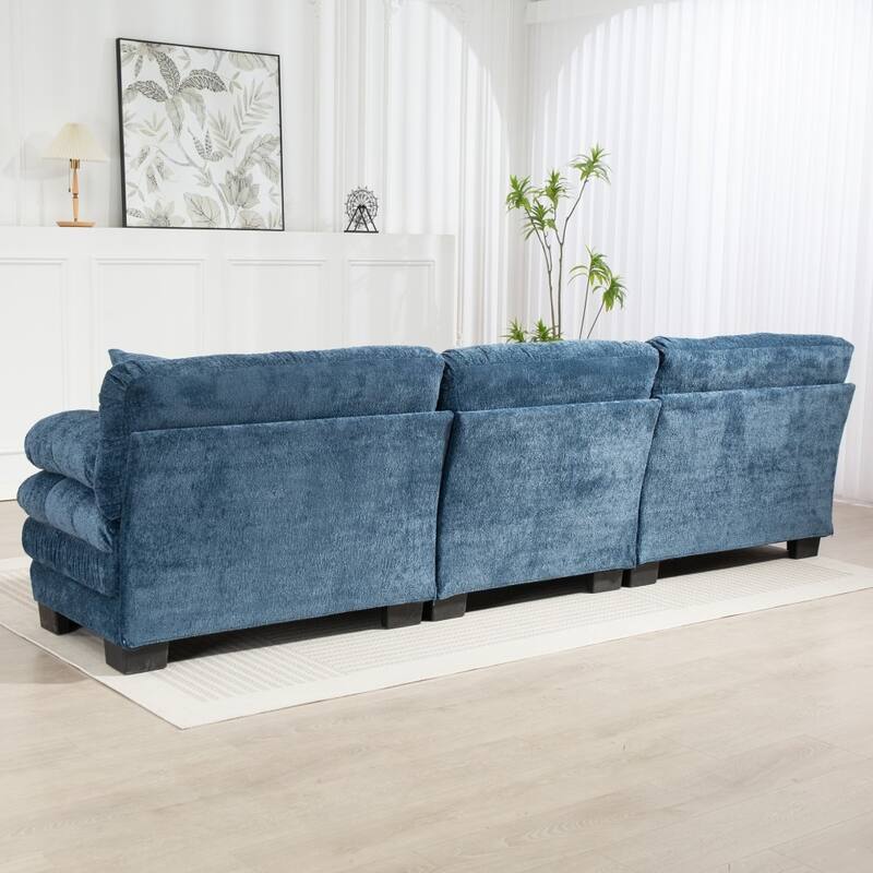 120.87" L-Shaped Upholstered Reversible 3-seat Modular Sectional Sofa with Deep Seating