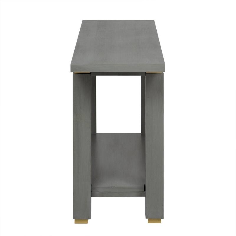 Modern 63" Console Table with Solid Wood Legs and Built-in Shelf for Stylish Entryway Organization