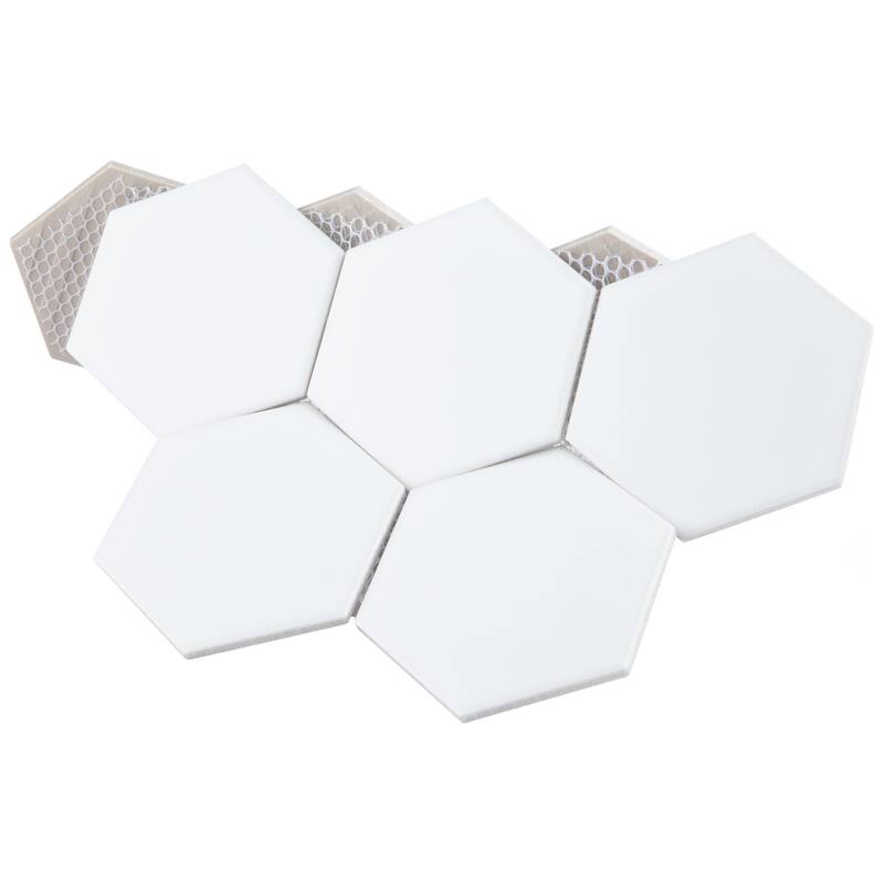 Merola Tile Metro Super Hex Series Matte White 10" x 11-1/2" Porcelain Mosaic Tile