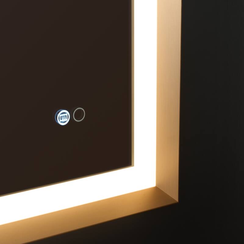 Wall Mounted Back Light Bathroom Framed LED Mirror Anti- Fog With Dimmable Light Touch Sensor And Memory Function
