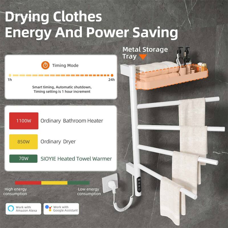 Smart Rotating Heated Towel Rack for Bathroom,Towel Warmer