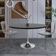 preview thumbnail 26 of 29, Verve 48" Modern Round Solid Wood Top Dining Table with Brushed Chrome Steel Pedestal Base for Kitchen & Dining Room