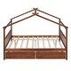 preview thumbnail 27 of 43, Full Wooden House Bed with Drawers, Kids Bed with Roof Design