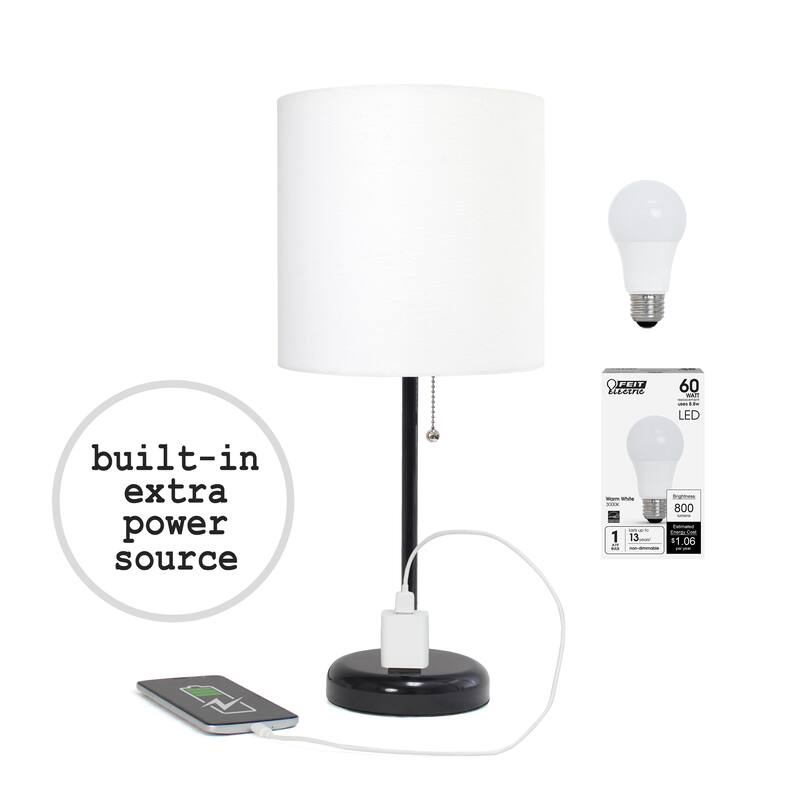 Simple Designs 9.5" Desk Lamp with Charging Outlet and LED Bulb Included - 19.50