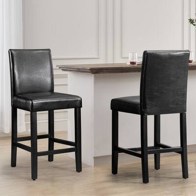 24 Inches Upholstered Counter Height Bar Stools with Back Set of 2