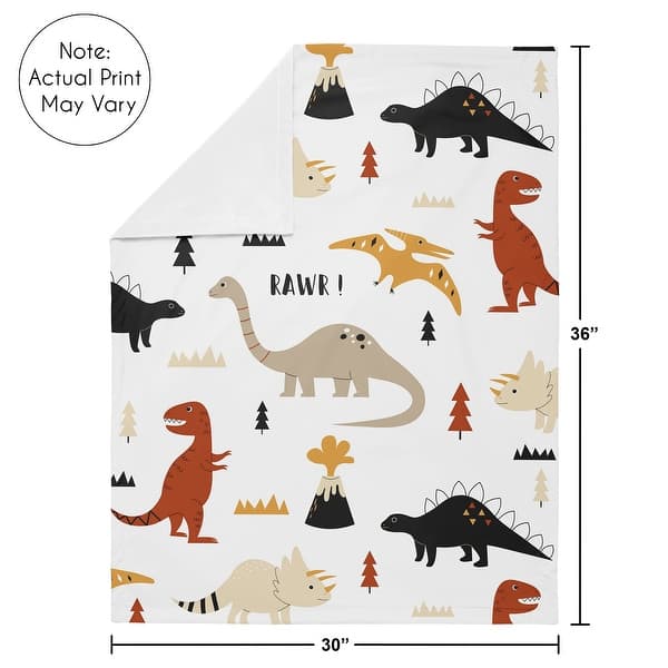 Mod Dino Boy Girl Baby Receiving Security Swaddle Blanket - Orange Rust Taupe Mustard Yellow Beige Brown Black Modern Dinosaur