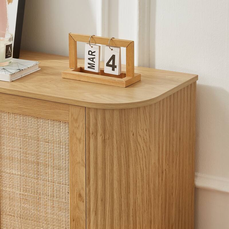 Multi-Functional Sideboard with Rattan Doors, Entryway Cabinet TV Stand Accent Cabinet Buffet Cabinet